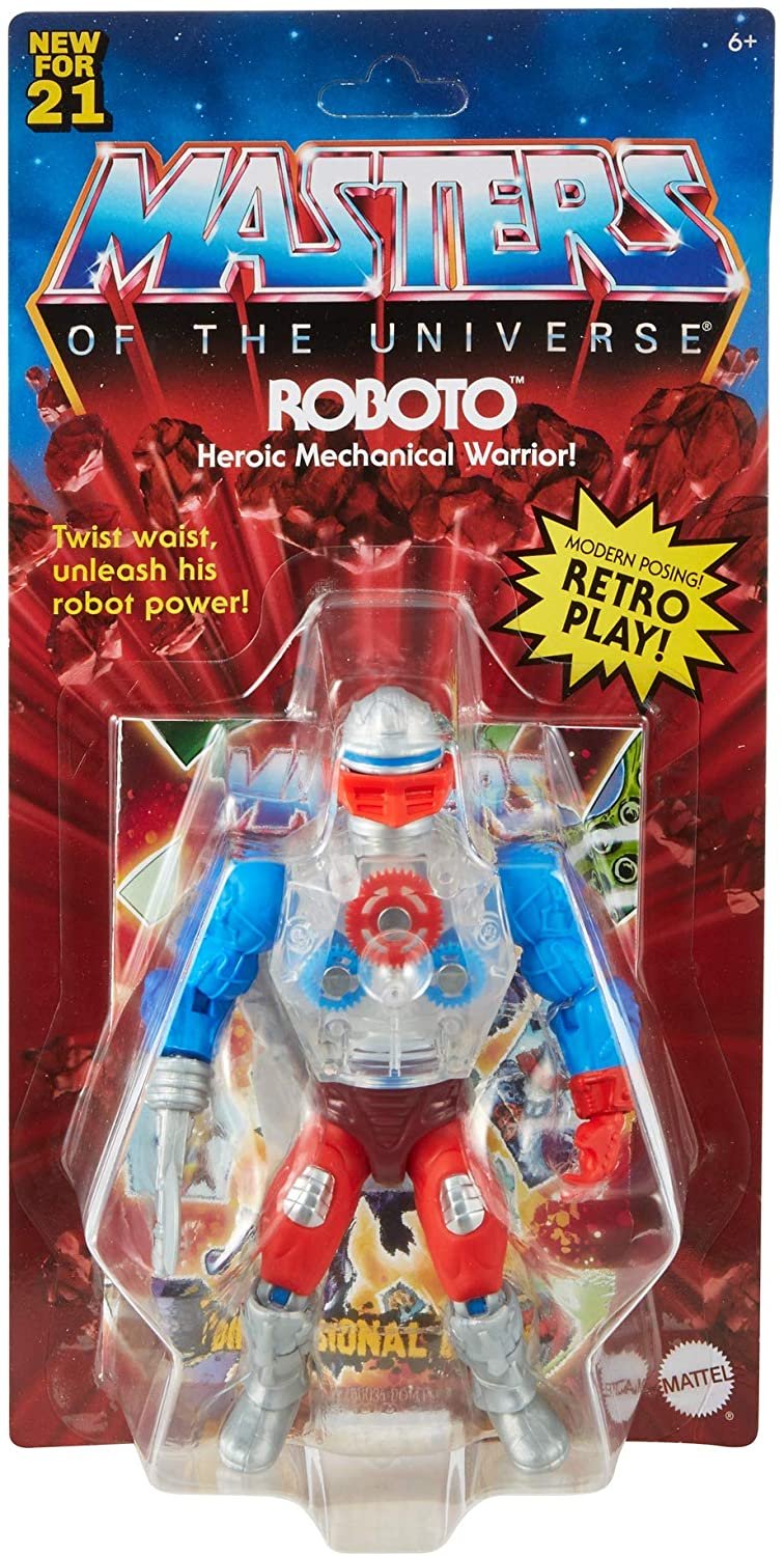 Masters of the Universe Origins 5.5-in Roboto Action Figure, Battle Character for Storytelling Play and Display, Gift for 6 to 10-Year-Olds and Adult Collectors