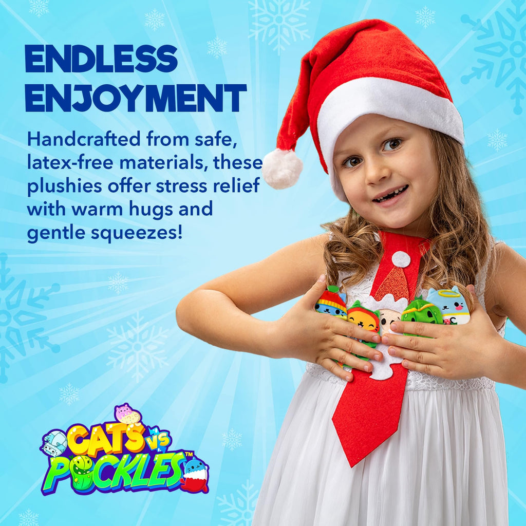 Cats vs Pickles 12pk Christmas Bean Mystery Bags | 4" Bean Filled Plushies for Advent Calendars | Blind Bags for Girls and for Boys | Surprise Bean Collectibles for Kids & Adults | 12-pack