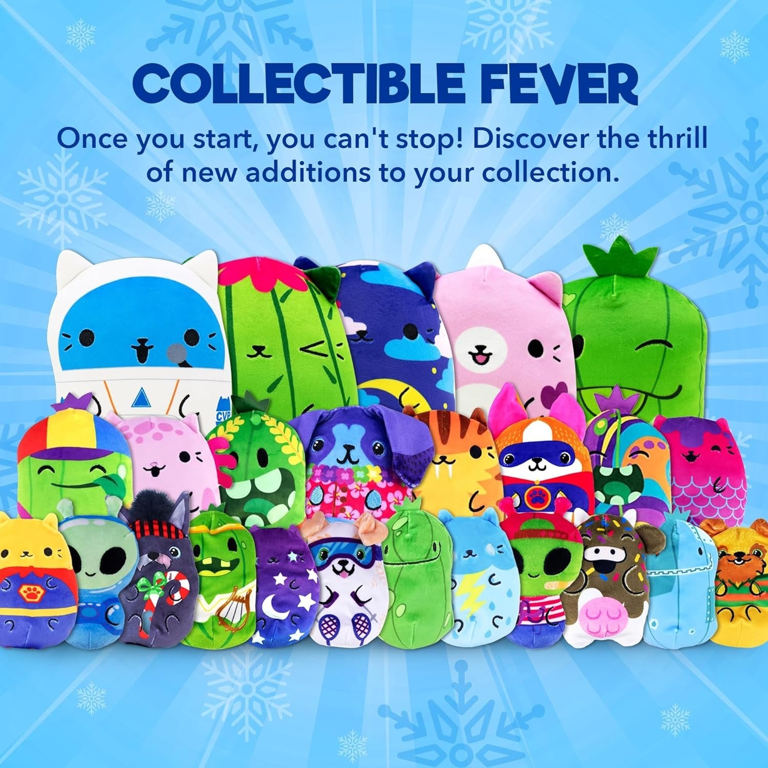 Cats vs Pickles 12pk Christmas Bean Mystery Bags | 4" Bean Filled Plushies for Advent Calendars | Blind Bags for Girls and for Boys | Surprise Bean Collectibles for Kids & Adults | 12-pack