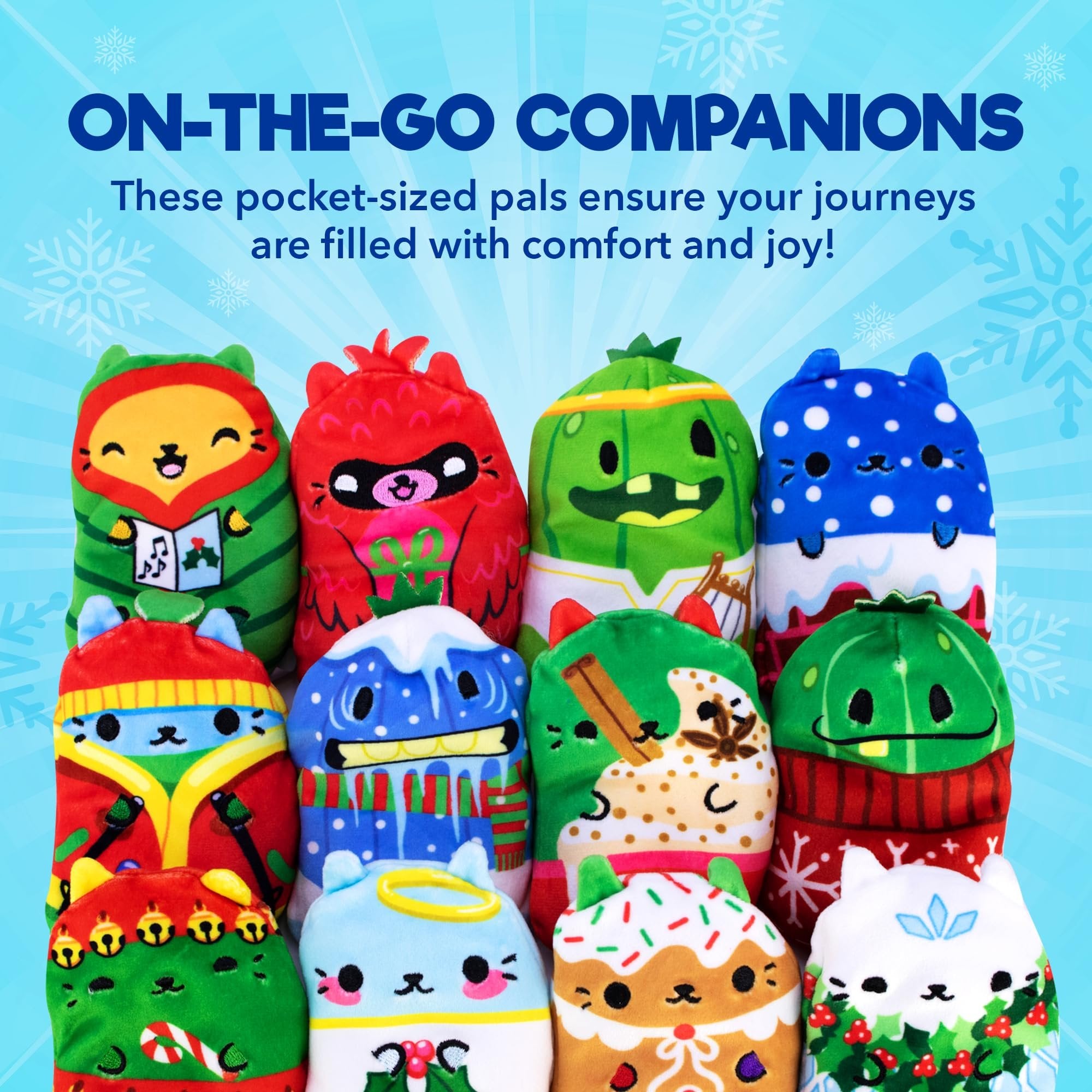 Cats vs Pickles 12pk Christmas Bean Mystery Bags | 4" Bean Filled Plushies for Advent Calendars | Blind Bags for Girls and for Boys | Surprise Bean Collectibles for Kids & Adults | 12-pack