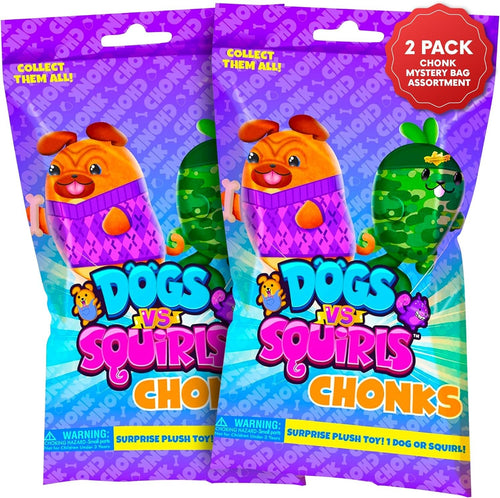 Dogs vs Squirls - Mystery Bag - 12-Pack - Chonks - Amazon Exclusive Super-Soft & Bean-Filled Plushies! Collect These as Stocking Stuffers! Great for Advent Calendars - Great for Kids, Boys, & Girls!