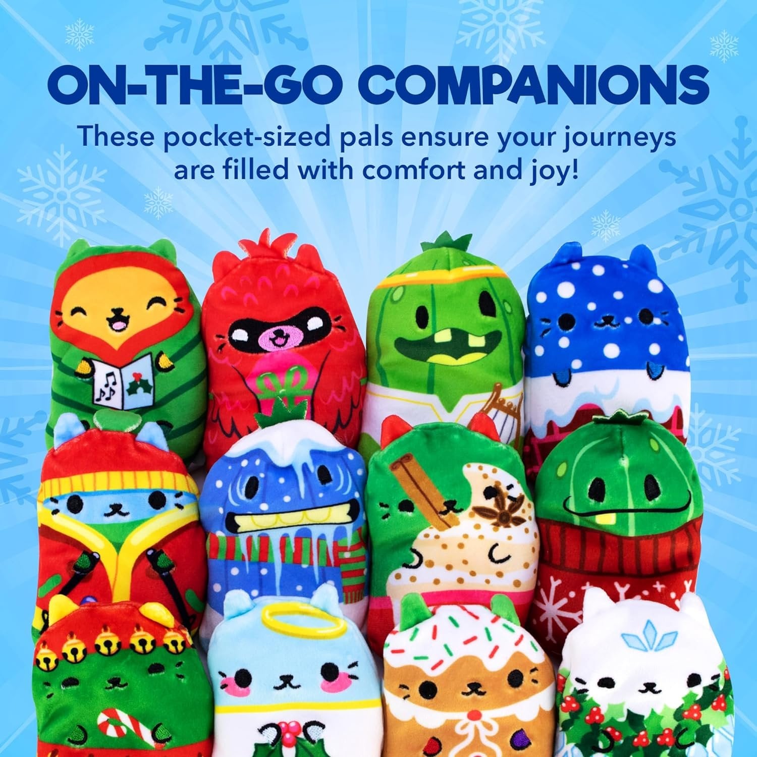 Cats vs Pickles 12pk Christmas Bean Mystery Bags | 4" Bean Filled Plushies for Advent Calendars | Blind Bags for Girls and for Boys | Surprise Bean Collectibles for Kids & Adults | 12-pack